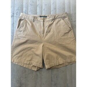 LRL Lauren Ralph Lauren Womens Khaki Chino Shorts Flat Front Sz 16W Casual